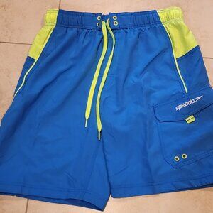Speedo Swim Trunks Men's Medium Marina Sport VaporPLUS 9" Light Blue & Yellow$42